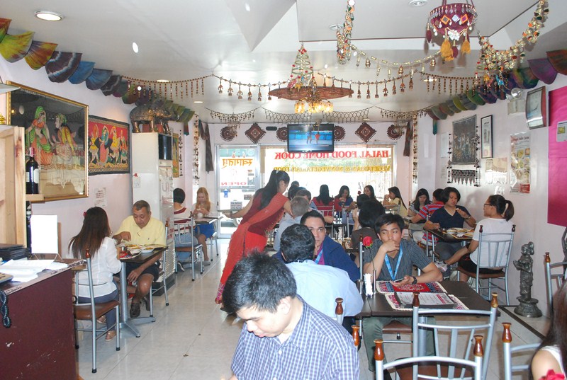 The restaurant's Indian-themed interior